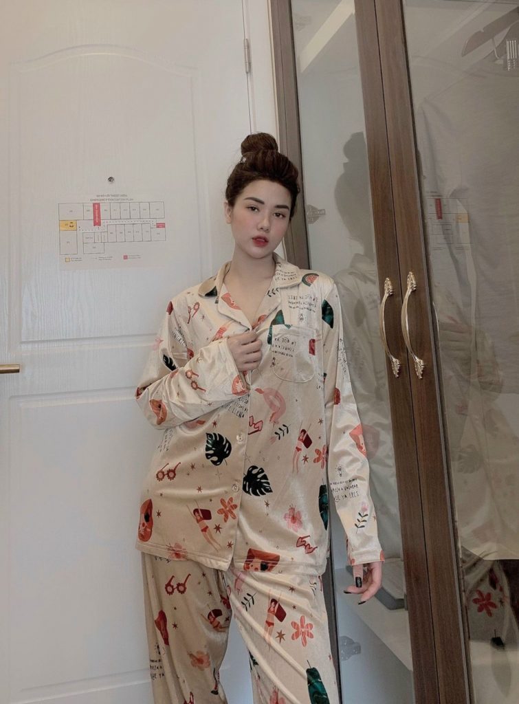 Đầm pijama VERA satin tay ngắn  0116  Vera Vietnam